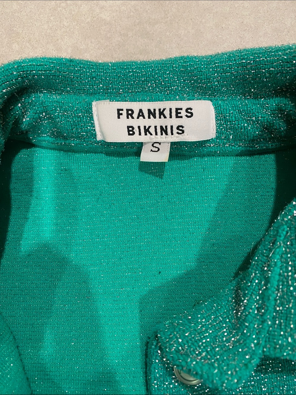 Frankie's Bikinis Teal Green Sparkle Button-Up Cardigan - Picture 5 of 5